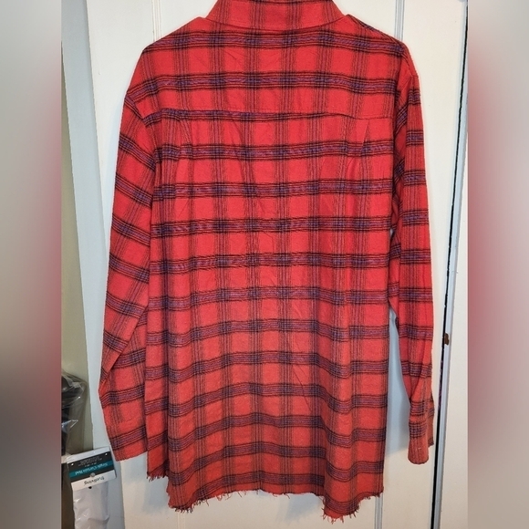 NWT Lamiel by Hyped Unicorn Med Distressed Flannel red plaid "Run Away With Me" - Picture 7 of 12